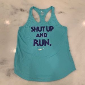 Nike Shut Up and Run Tank Size Large Blue